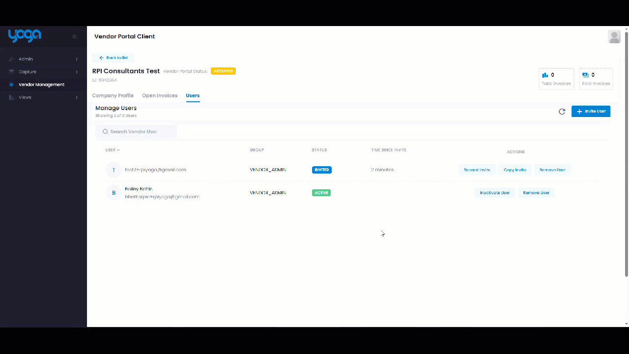 vendor portal remove user ss
